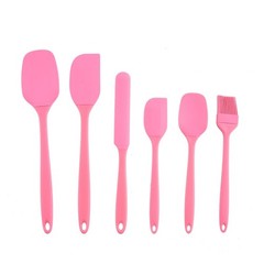 New 6 Piece Silicone Kitchen Utensil Set with Spatulas Scrapers and Oil Brush