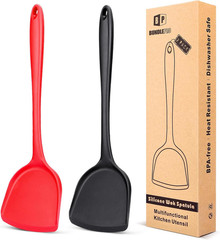 Pack of 2 Silicone Wok Spatula, Non-Stick, Heat Resistant, Easy to Clean and Dis