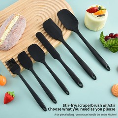Silicone kitchenware 6-piece set, cream scraper, spatula, oil brush, size scrap