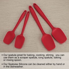 4Pcs Silicone Spatula Heat Resistant Non Stick for Kitchen Cooking Red
