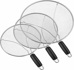 Set of 3 Stainless Steel Splatter Screens Grease Guard for Frying Pan Mesh