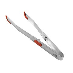 Kuhn Rikon SoftEdge Stainless Steel Locking Tweezer Tongs, 12-Inch, Red