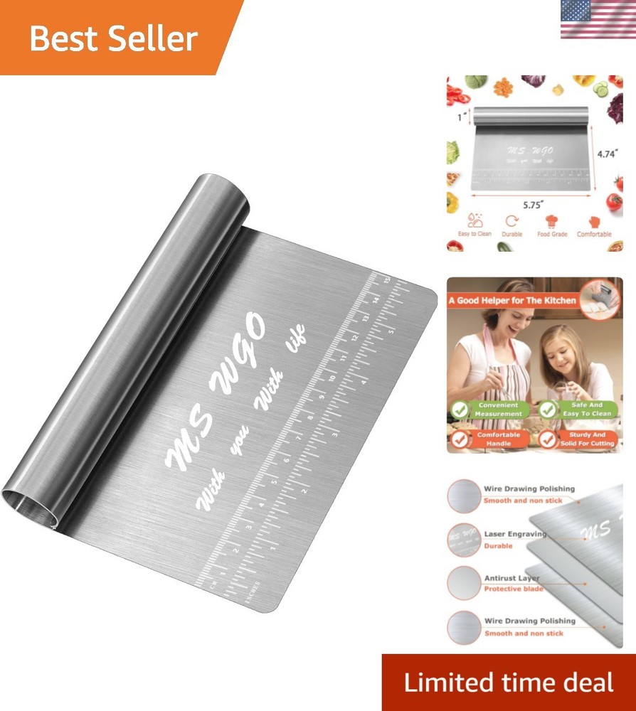 Pro Dough Pastry Scraper/Cutter/Chopper Stainless Steel Mirror Polished with …