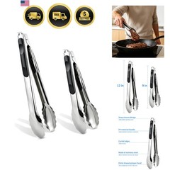 Versatile Non-Slip Kitchen Tongs Set – 9/12 Inch Heat-Resistant & Durable