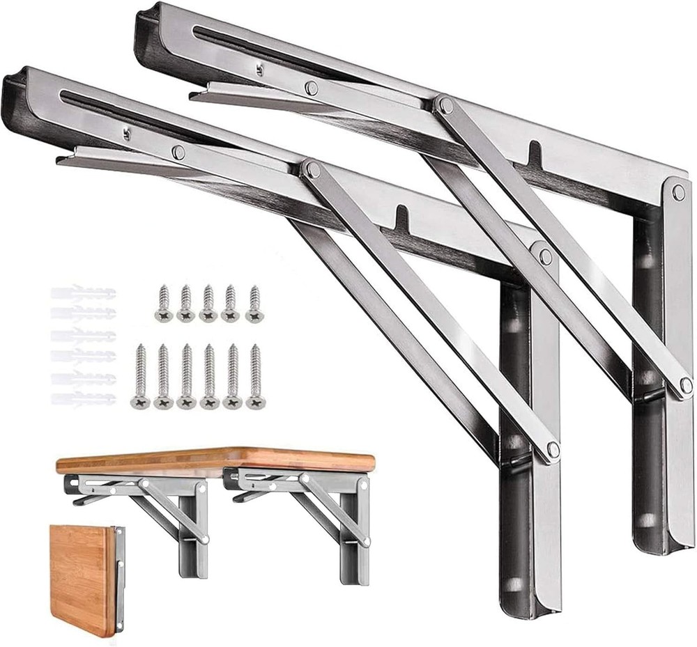 Paquete De 2 Soportes Para Estantes Plegables De Acero Inoxidable De 10 Pulgadas