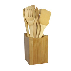 6pcs Bamboo Kitchen Utensil Set – Wooden Spoon & Spatula Cooking Tools – NEW