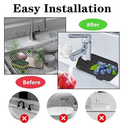 2 Pcs Silicone Faucet Mat Universal Kitchen Sink Splash Guard, Faucet Drainin…