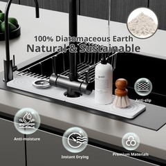 Quick Dry Sink Splash Guard – 15.8″ Quick Drying Diatomite Earth Faucet Mat