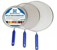 Stainless Steel Splatter Screen Guard Set of 3 – 8″, 10″ and 11″ Cooking Shield 