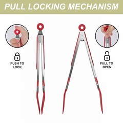 Kitchen Tongs for Cooking Stainless Steel Tongs with Stands Silicone Tip 12″