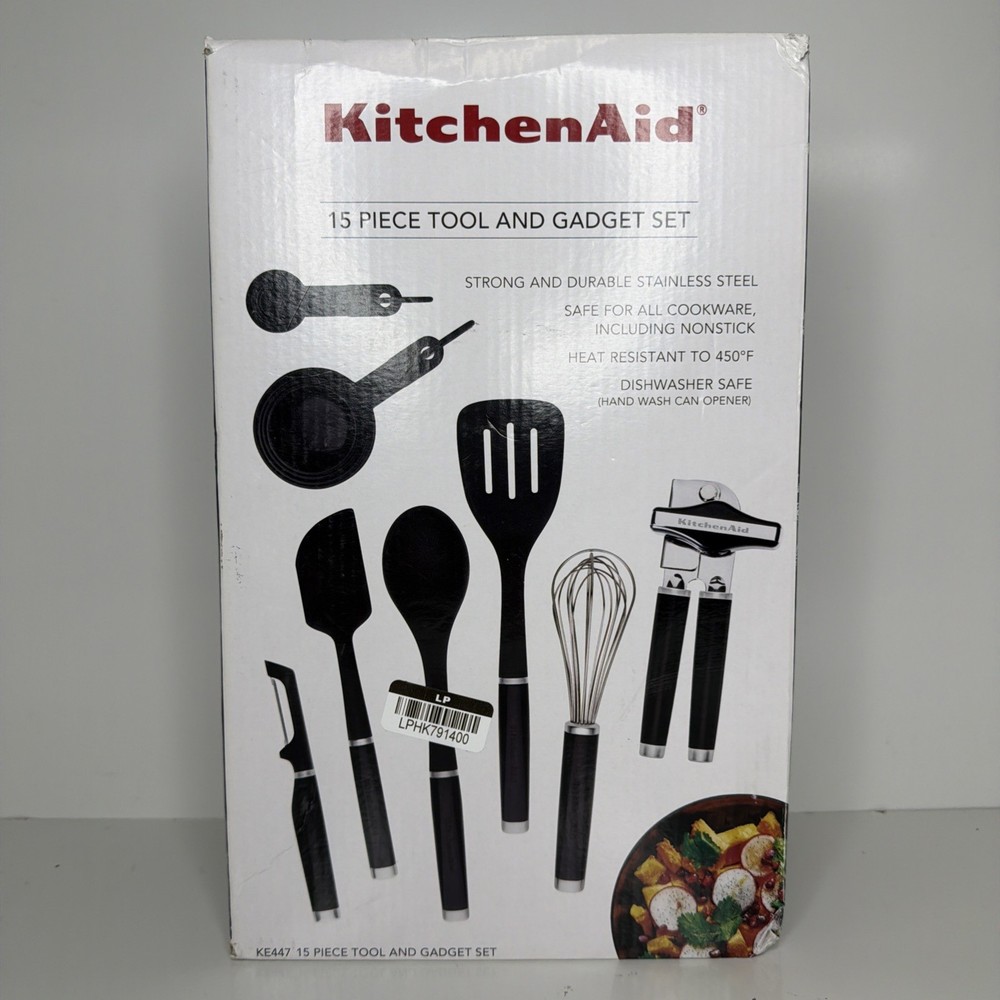 KitchenAid Black 15-Piece Tool and Gadget Cooking / Cookware Set (KE447) NEW