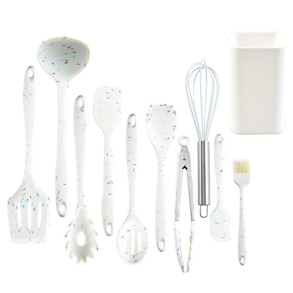 11 PCS SILICONE COOKING UTENSILS KITCHEN UTENSIL SETTURNERTONGSSPATULASPOONBRUSH