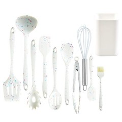 11 PCS SILICONE COOKING UTENSILS KITCHEN UTENSIL SETTURNERTONGSSPATULASPOONBRUSH