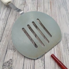 Vtg Bonny Nylon Slotted Wide Round Spatula Pancake Turner Blue White FLAWS READ