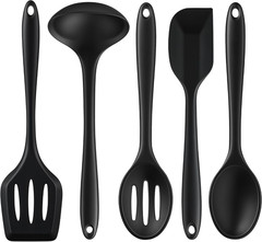 5PCS Silicone Kitchen Utensils Set, Non Stick Cooking Tools, Black | Silicone Sp
