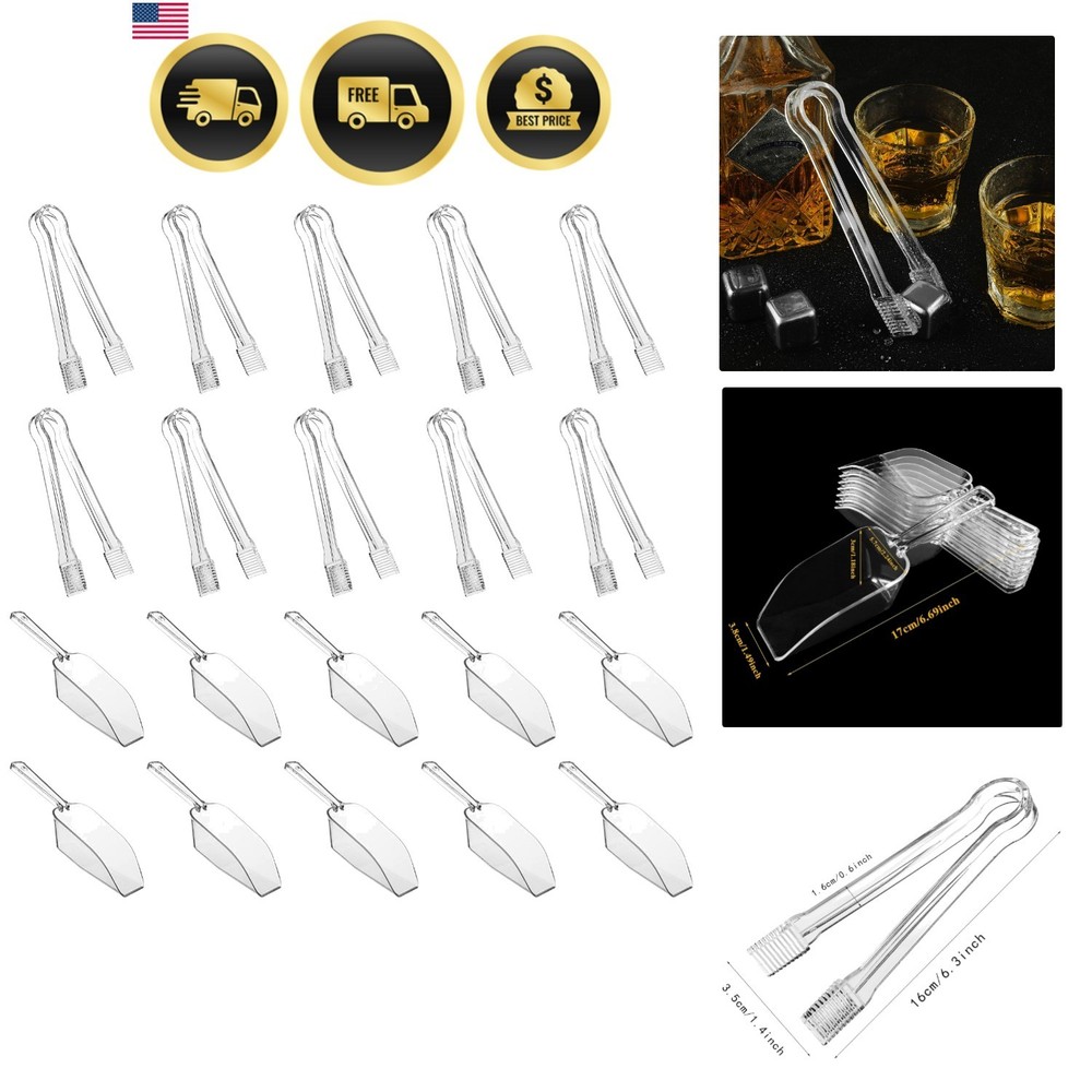 Kitchen Tongs and Ice Scoops Combo Pack Plastic Serving Utensils 20pcs
