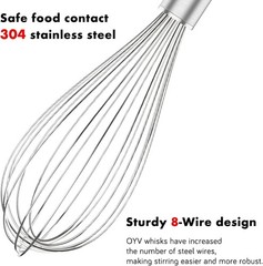 304 Stainless Steel Whisk Set – Dishwasher Safe, 3 Sizes for Every Kitchen Task