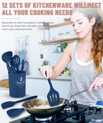 Kitchen Utensils Set 12 Pieces Silicone Cooking Utensils Dishwasher Safe Heat…