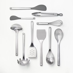 10pc Stainless Steel Kitchen Utensil Set Silver – Figmint: Dishwasher-Safe